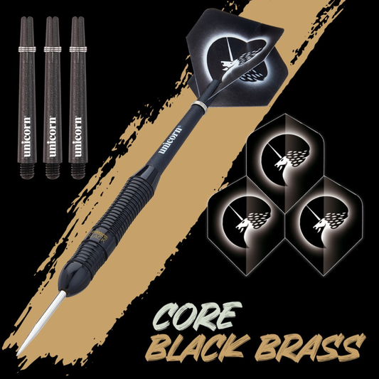Unicorn Core Plus Black Brass Style 2 Steel Tip Dart Set