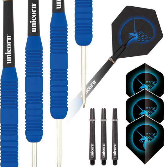 Unicorn Core Plus Blue Rubberised Steel Tip Dart Set